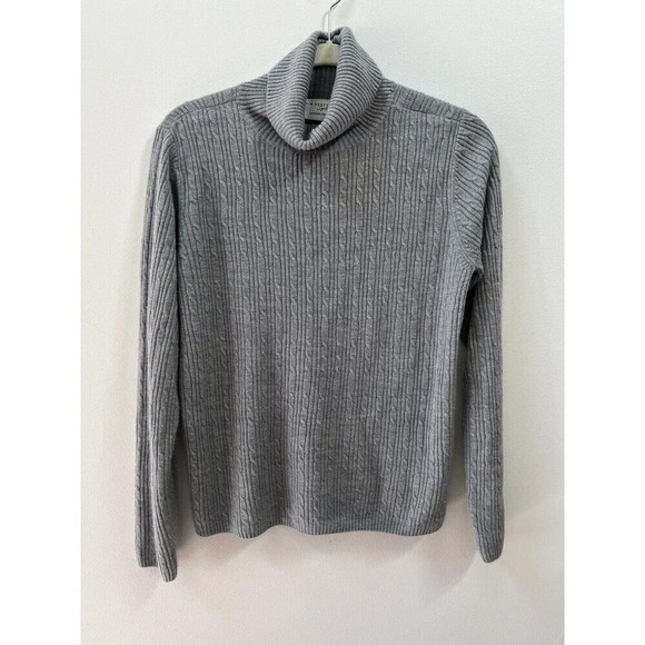 Kim Rogers Cashmalon Gray Cable Knit Sweater Turtleneck Womens Medium - Picture 6 of 7